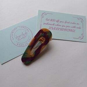 Hand Crafted Purple and Gold Hair Clip